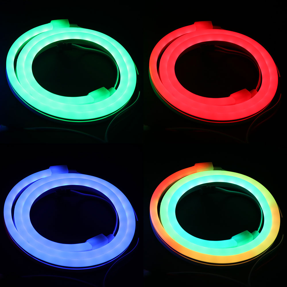 12V WS2811 RGB Neon LED Strip 08x16mm Side Glow Dome Top 16.4ft